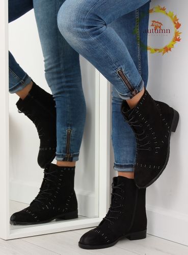 Botki sznurowane workery czarne W312 BLACK - 40 na Arena.pl
