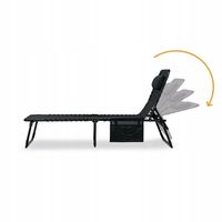 LEŻAK OGRODOWY Leżanka na PLAŻĘ CZARNY Regulowany KIESZONKA Tadar 4 pozycje