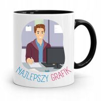 Kubek Czarny Prezent Dla Najlepszego Grafika Z Nadrukiem Ze Zdjęciem