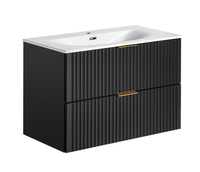 Szafka Wisząca + Umywalka Czarna SET -ADB SKY 80 CM ADI CMD