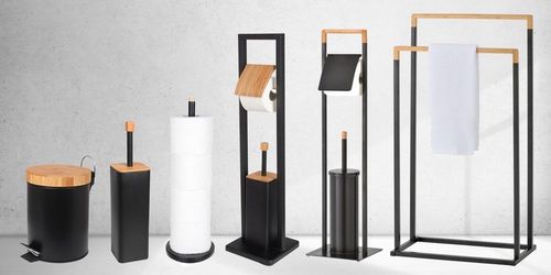 Kosz na śmieci łazienkowy 3l bambus śmietnik do wc łazienki kuchni czarny na Arena.pl