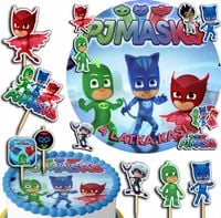 ZESTAW OPŁATEK NA TORT 20CM + TOPPERY PAPIEROWE - PIDŻAMERSI 15CM 18CM