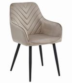 Krzesło tapicerowane welurowe NANA ciemnobeżowe fotel nogi czarne