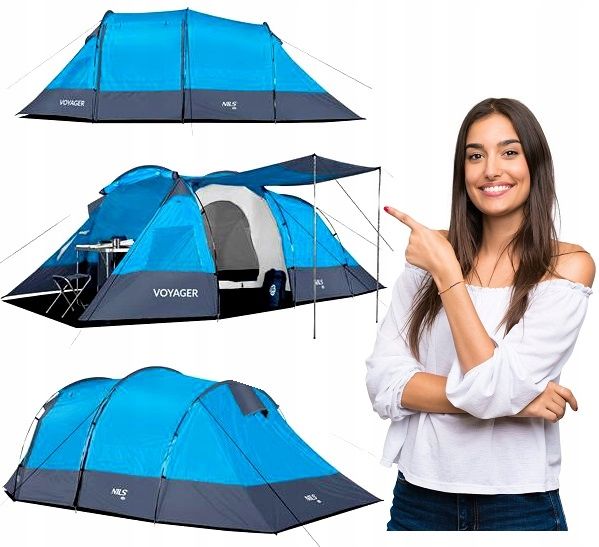 Namiot Turystyczny Kempingowy 4 Osobowy Wodoodporny Tropik Dwa Wejścia zdjęcie 9