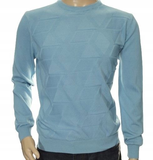 STROKERS klasyczny sweter męski ze wzorem tłoczonym 2XL XXL błękitny zdjęcie 3