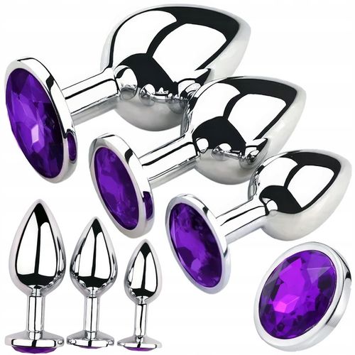 Zestaw 3 Korków Analnych Stalowych S M L Eleganckie Plug Z Kryształkami na Arena.pl