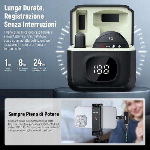 Mikrofon bezprzewodowy krawatowy Neewer KM18 zasięg 200m, nagrywanie wideo na Arena.pl