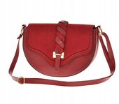 Laura Biaggi - torebka podkowa czerwony mat klapa zamsz splot JS341