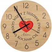 Bambusowy ZEGAR ścienny z nadrukiem UV PREZENT DLA ŻONY MĘŻA NA WALENTYNKI