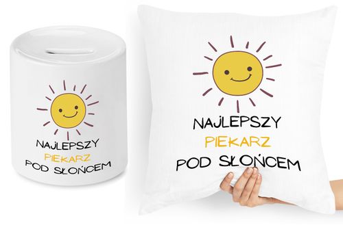 Dla Piekarza Zestaw Poduszka + Skarbonka Prezent Z Nadrukiem Ze Zdjęciem na Arena.pl