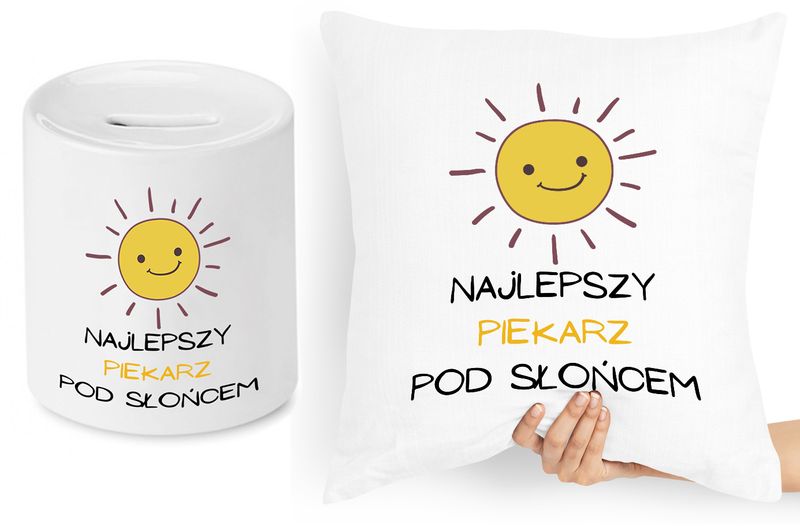 Dla Piekarza Zestaw Poduszka + Skarbonka Prezent Z Nadrukiem Ze Zdjęciem zdjęcie 1