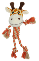 Zabawka pluszowa dla psa żyrafa ze sznurkami i piszczałką 28cm
