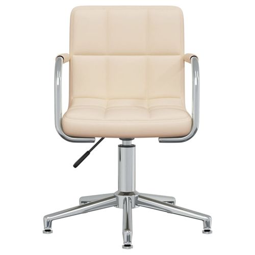 Obrotowe krzesło stołowe, kremowe, tapicerowane tkaniną na Arena.pl