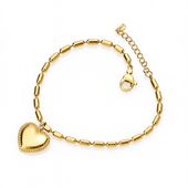 bransoletka na rękę stal chirurgiczna pozłacana 14k złotem, serce bst1585