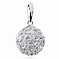 SREBRNY WISIOREK KULKA KULECZKA 12MM KRYSZTAŁKI BIAŁE CRYSTAL BEADS