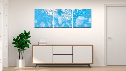 Obraz 150X50 Dmuchawce Abstrakcja Błękitne Tle na Arena.pl