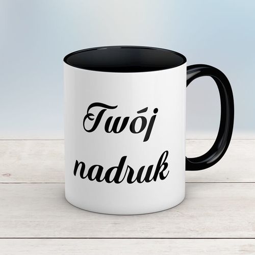 Kubek CLASSIC z czarnym wnętrzem i uszkiem z Twoim nadrukiem na Arena.pl