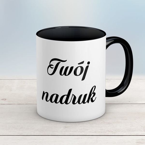 Kubek CLASSIC z czarnym wnętrzem i uszkiem z Twoim nadrukiem zdjęcie 1