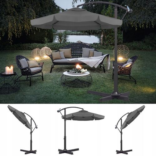 PARASOL ogrodowy DUŻY SKŁADANY SOLIDNY z WYSIĘGNIKIEM i FALBANĄ + POKROWIEC na Arena.pl