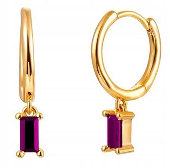 KOLCZYKI MIEDZIANE MODNE KLASYCZNE K09 ZŁOTOFIOLET zdjęcie 1