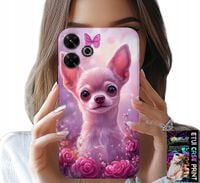 ETUI DO XIAOMI REDMI 13 4G - SŁODKA CHIHUAHUA NA RÓŻOWYM TLE KWIATAMI