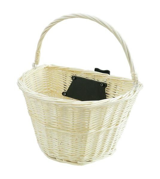 Koszyk na rower wiklinowy przód biały - klips zdjęcie 1