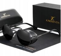OKULARY PRZECIWSŁONECZNE KINGSEVEN STEAMPUNK LENONKI OKRĄGŁE CZARNE BLACK