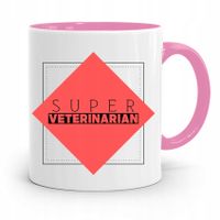 Kubek Różowy Weterynarza Super Veterinarian Z Nadrukiem Ze Zdjęciem