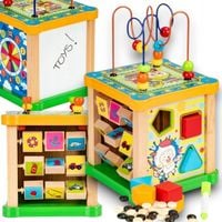 DREWNIANA KOSTKA EDUKACYJNA SORTER TABLICA MULA ZABAWKA UMYSŁOWA ROZWIJA