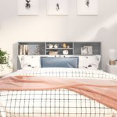 Wezgłowie łóżka z półkami, szary dąb sonoma, 180x19x103,5 cm