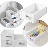 organizer na biurko pudełko szuflada slim drawer box białe 1szt piętrowane