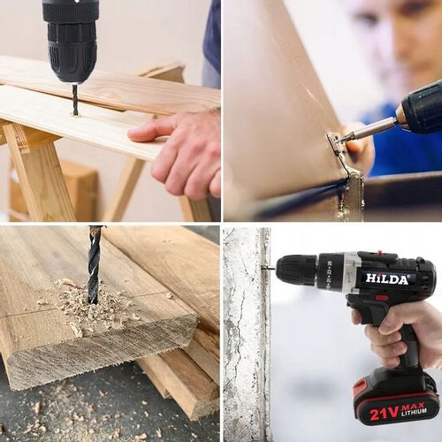 HILDA WIERTARKO WKRĘTARKA AKUMULATOROWA 800 W 21V 2X AKU UDAROWA + BITY na Arena.pl