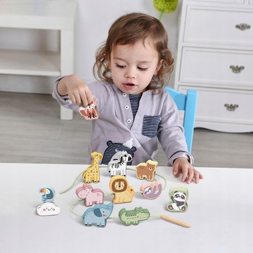 NAWLEKANKA ZOO DREWNIANA PRZEPLATANKA SZNUROWANKA KLOCKI 13 EL WOOPIE GREEN na Arena.pl