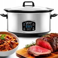 Wolnowar Garnek ceramiczny Slow Cooker Yoer INOX LCD 280W 4,5L +Programator