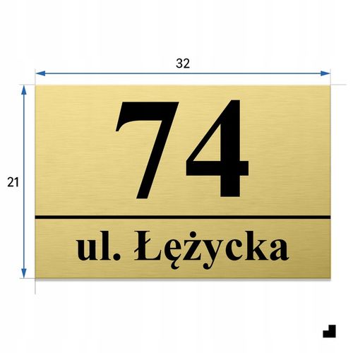 NUMER NA DOM TABLICZKA ADRESOWA Z NUMEREM DOMU 32x21 cm Złota + DYSTANSE na Arena.pl