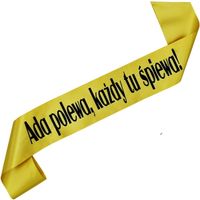 Imię + polewa, każdy tu śpiewa! - złota szarfa z czarnym nadrukiem