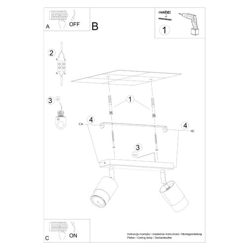 Plafon NERO 2 czarny/chrom na Arena.pl