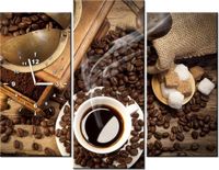 90CM 70 ZEGAR 3 ELEM AROMATYCZNA KAWA SCIENNY DRUK