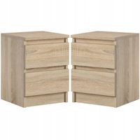 Komplet Szafki Nocne Stolik Do Sypialni Pari 2 Szuflady Dąb Sonoma