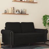 Sofa 2-osobowa, czarna, 120 cm, tapicerowana aksamitem