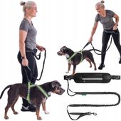 Pas trekkingowy BIODROWY z amortyzatorem biegania z Psem elastyczna smycz