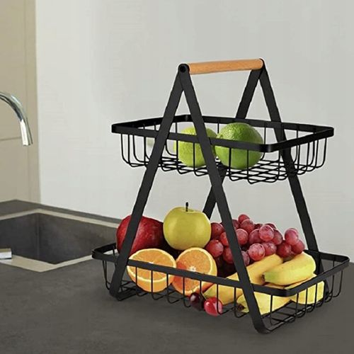 DWUPOZIOMOWY KOSZ NA OWOCE WARZYWA OZDOBNY METALOWY POJEMNIK PATERA na Arena.pl