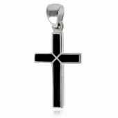 Delikatny srebrny gładki krzyżyk krzyż z czarną masą jubilerską srebro 925