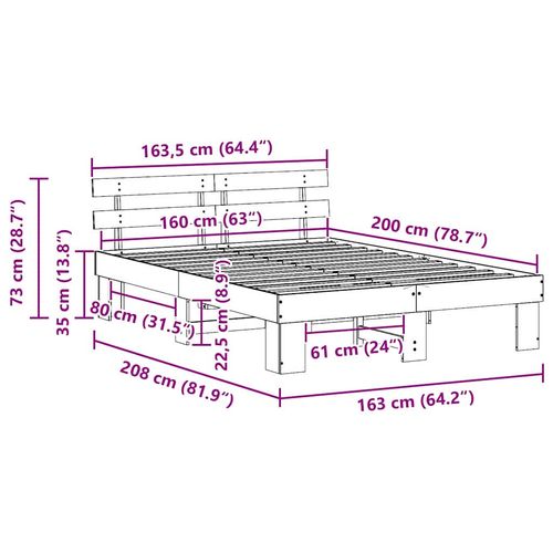Ramka łóżka Brązowy 160 x 200 cm Lite drewno sosnowe na Arena.pl