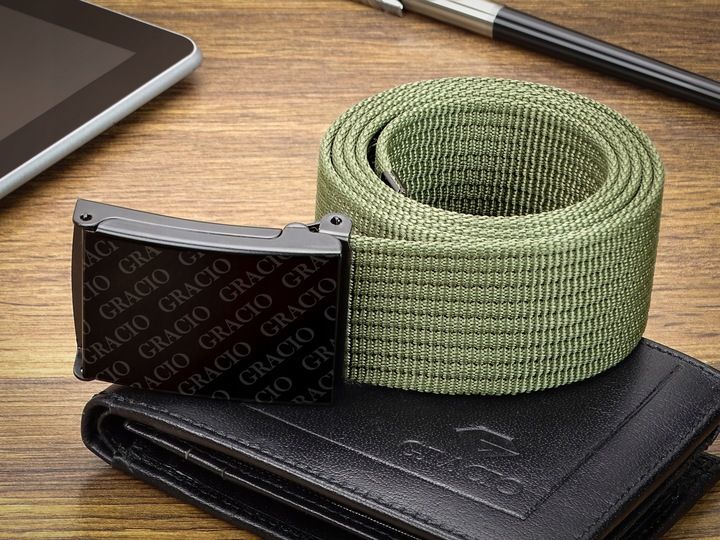 Pasek dla mężczyzny Parciany KHAKI produkt na prezent Gracio klamra 145cm zdjęcie 9