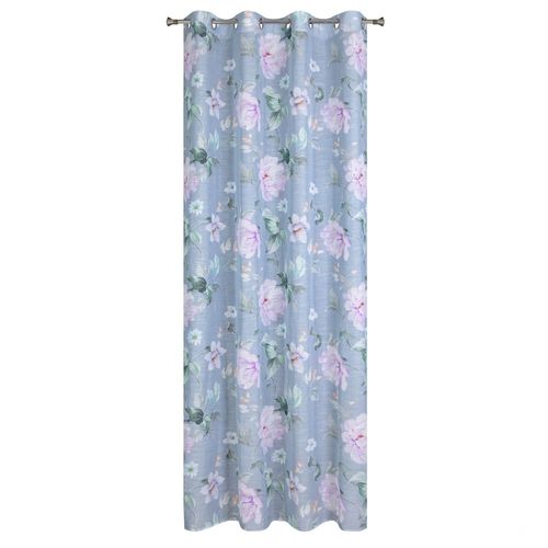 Zasłona gotowa na przelotkach FLORA 140x250 niebieska w kwiaty na Arena.pl