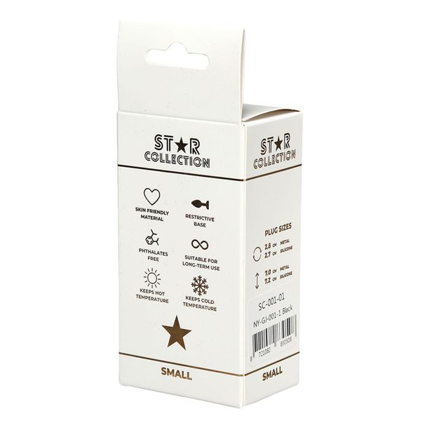 Star Collection - Black Silicone Anal Plug S - Clear Stone zdjęcie 2