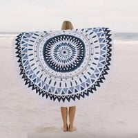 Okrągły ręcznik plażowy, miękki materiał, 150 cm, Mandala - CUBALINKA