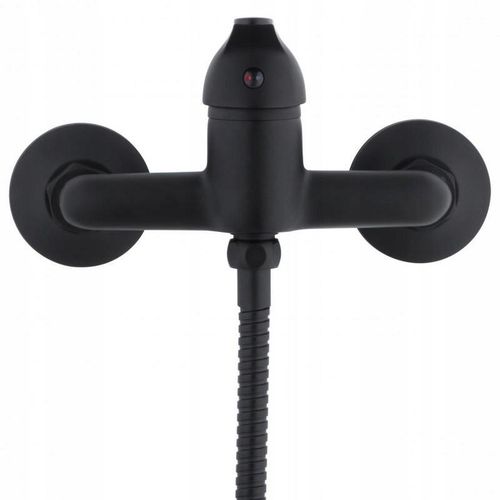 Bateria prysznicowa czarna ścienna jednouchwytowa ze słuchawką i wężem YOKA na Arena.pl