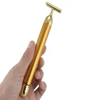 Masażer do twarzy wibracyjny wibrujący złoty na 1 baterię AA